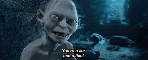 lord of the rings gollum fight gif